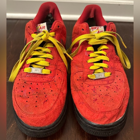 Nike Air Force I Low “Miami Heat” Red Paisley 488298-617 - Men’s Size 10 - Picture 4 of 16